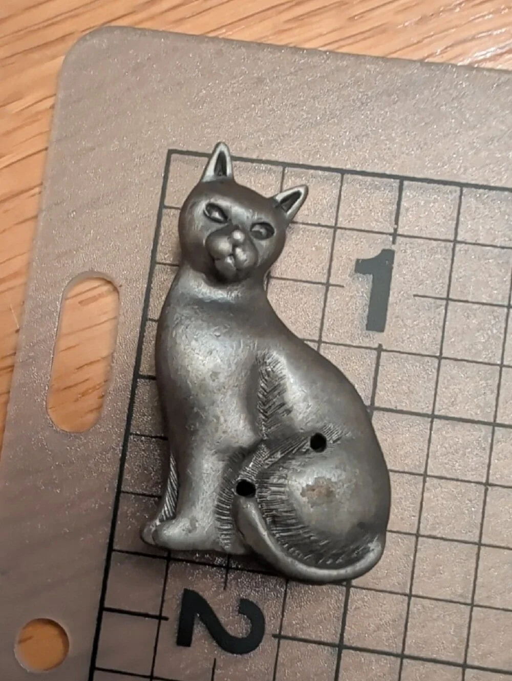 Gray Metal Cat Brooch